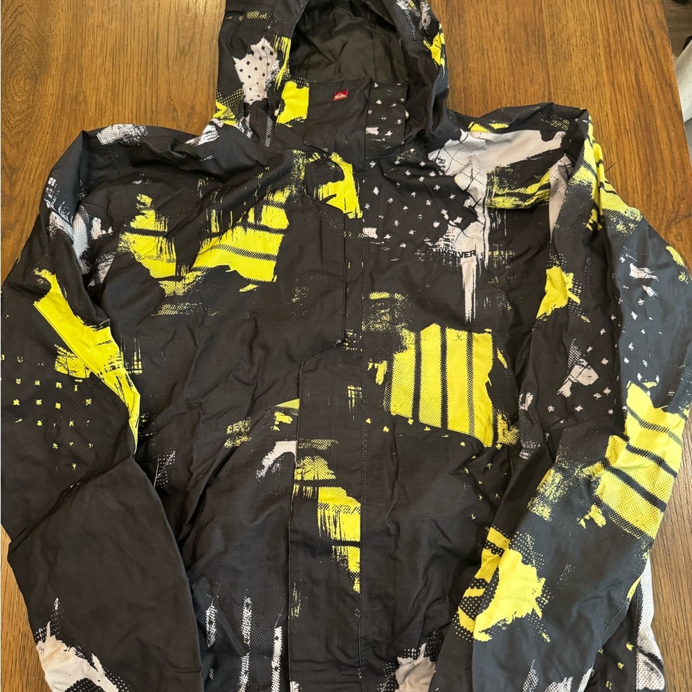 Quick silver Hooded snowboard/ski Jacket - Black and Yellow